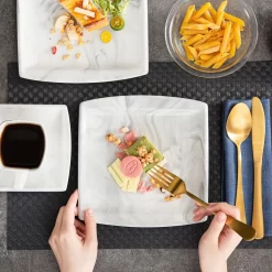 MALACASA, Serie Blance, 36 Tlg. Set Marmor Porzellan Kaffeeservice Geschirrset, Mit 12 Stück Kuchenteller, 12 Stück 180ml Tasse Und 12 Stück Untertasse Für 12 Personen -Küchenkochgeschirr Geschäft 9d00a7e58dc442abdb5ca08ab4ab17d9