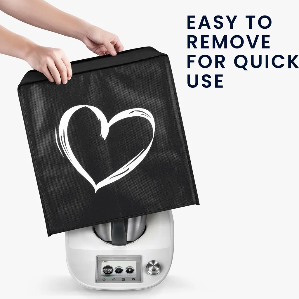 Kwmobile Hülle Kompatibel Mit Thermomix TM5 / TM6 - Küchenmaschine Abdeckhaube - In Weiß Schwarz Herz Brush 3 Kwmobile Hülle Kompatibel Mit Thermomix TM5 / TM6 - Küchenmaschine Abdeckhaube - In Weiß Schwarz Herz Brush – Bild 3