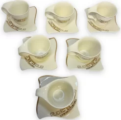 12-teiliges Medusa Mäander Kaffeeservice Mit Goldschliff Kaffeetassen Für 6 Personen 6 Tassen + 6 Untertassen Weiß-Gold Genießen Servieren Kaffee -Küchenkochgeschirr Geschäft a37ce12b59dff01d4decb393ba704814