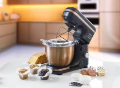 Bestron 4-in-1 Küchenmaschine, 7 Geschwindigkeitsstufen, Inkl. Schneebesen, Knethaken Und Rührarm, Mit Spritzschutz & 2,5 Liter Rührschüssel, 1000W, Farbe: Kupfer -Küchenkochgeschirr Geschäft a7b01fea5e3e341e8c690b0b42b89b33