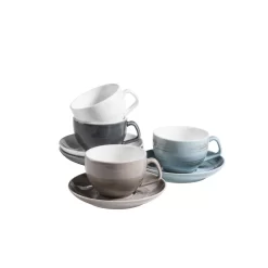 Mäser 931609 Kaffeetassen-Set Derby Für 4 Personen, Porzellan, Weiß/hellblau/beige (1 Set, 8-teilig) -Küchenkochgeschirr Geschäft a8cfd344d3619b66fceea1217651ff24