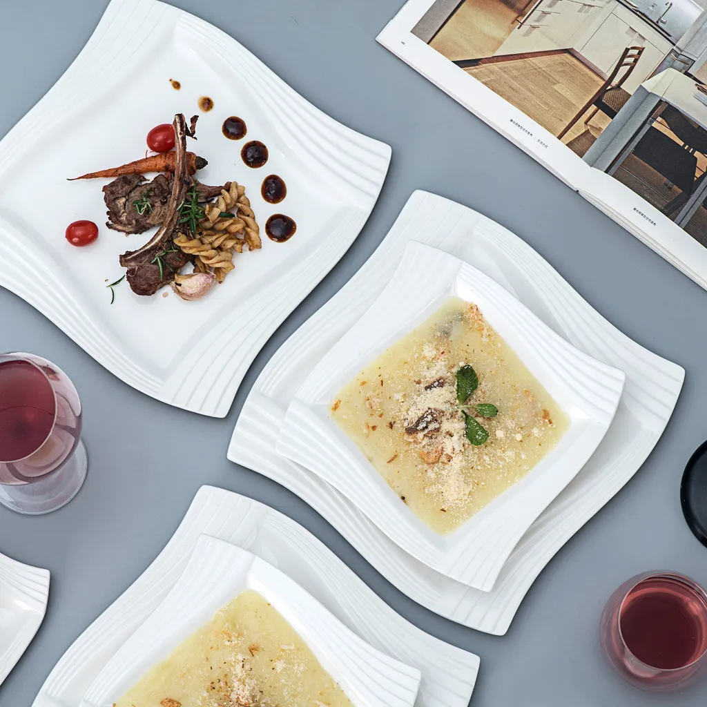 MALACASA, Serie Amparo, Porzellan Tafelservice 24 Tlg. Kombiservice 12 Speiseteller Und 12 Suppenteller Für 12 Personen 5 MALACASA, Serie Amparo, Porzellan Tafelservice 24 Tlg. Kombiservice 12 Speiseteller Und 12 Suppenteller Für 12 Personen – Bild 5