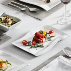 MALACASA, Serie Flora, 26 Tlg. Marmor Porzellan Geschirrset Kombiservice Tafelservice Mit 6 Schalen, 6 Dessertteller, 6 Suppenteller, 6 Speiseteller, 2 Rechteckigen Platten -Küchenkochgeschirr Geschäft acd888833b71726c591d7efba80c4be0