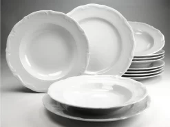 CreaTable 16137 Tafelservice Maria Theresia Für 6 Personen, Porzellan, Weiß (1 Set, 12-teilig) -Küchenkochgeschirr Geschäft ae7ddb23f3cc40a9cbd14856f1d29330