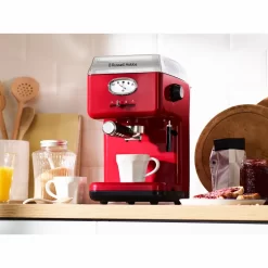 Russell Hobbs Espressomaschine Retro Rot Siebträger (15 Bar, 2 Tassen-Einsätze, 1,1l Abnehmbarer Wassertank, Dampf-Milchschaumdüse, Portionierlöffel Mit Tamper) Kaffeemaschine -Küchenkochgeschirr Geschäft af29eafb4e15e0afe1a3f013cde78695