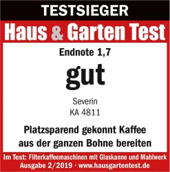 Severin KA 4811 Filterkaffeemaschine Mit Mahlwerk Für 6 Tassen Edelstahl Schwarz -Küchenkochgeschirr Geschäft af67feb886d0833e6facefa3f6e31602