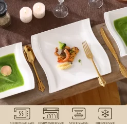 MALACASA, Serie Flora, 18 Tlg . Set Cremeweiß Porzellan Kaffeeservice Geschirrset Mit Je 6 Kuchenteller, 6 Tasse 220ml, 6 Untertasse Für 6 Personen -Küchenkochgeschirr Geschäft b3b2b99cd45d8f578676a947155df92b