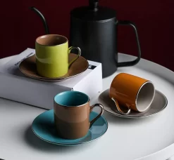 Artvigor, Porzellan Kaffeeservice, Bunt 12 Teilig Kaffee Set, Mit 6 Espressotassen 80 Ml, 6 Untertassen, Mehrfarbig -Küchenkochgeschirr Geschäft b6a804489696794dc738febca252c013