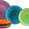 Service 18tlg. Tellerset Uni Bunt, Für 6 Personen In Unterschiedlichen Farben