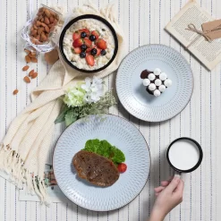 Kombiservice Steinzeug, Vancasso PLUVO Tafelservice, 16-teiliges Ess Geschirrset Mit Je 4 Speisetellern, Kuchentellern, Schalen Und Tassen Für 4 Personen -Küchenkochgeschirr Geschäft c500b654eb7504cdb3ecf79df68ae746