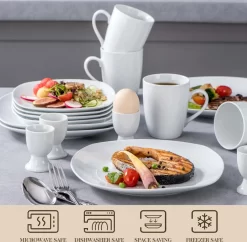 MALACASA, Serie Elisa, 40 Teilig Set Porzellan Tafelservice Kombiservice Geschirrset Mit Dessertteller, Speiseteller, Müslischalen, Eierbecher, Becher Für 8 Personen -Küchenkochgeschirr Geschäft c82493427d72c8946a45f12bec801de2