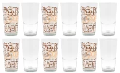 12er Set Mix Latte Macchiato Glas 39cl Stapelbar MitNachbildung / OhneNachbildung