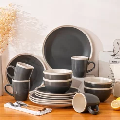Tafelservice, Vancasso SEESAMI 16-teiliges Kombiservice Aus Steinzeug, Geschirrset Im Modernen Aussehen Für 4 Personen -Küchenkochgeschirr Geschäft cfab4e3eef1a71988f7e91011bbd7938