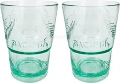 Bacardi Rum KUNSTSTOFF Glas - Gläser Set - 2x Kunststoff Gläser Mojito Longdrinkglas Cuba Libre Cocktail Bar