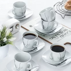 VEWEET, Serie 'Fiona', 100-teilig Porzellan Tafelservice Set, Kombiservice Mit Dessertteller, Speiseteller, Suppenteller, Müslischalen, Kaffeebecher, Kaffeetassen Set, Eierbecher, Milch- Und Zuckerset -Küchenkochgeschirr Geschäft d16b153ef34df0dc09c4ecd45411aa9f