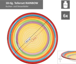 Tellerset Rainbow 18-tlg. 6 Personen Steingut Tafelservice Dessertteller Speiseteller Suppenteller -Küchenkochgeschirr Geschäft d50b7fff6cb89435fc93edcd18be9c52