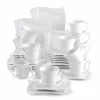 MALACASA, Serie Amparo, 36 Teilig Set Cremeweiß Porzellan Kaffeeservice Dessertteller Kaffeetasse Mit Untertasse