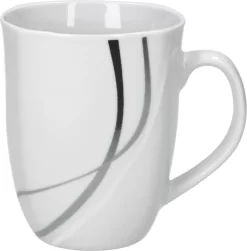 Van Well Frühstücksservice Silver Night, 12tlg 6 Personen, 6 Kaffeebecher + 6 Teller, Linien-Dekor -Küchenkochgeschirr Geschäft da5c44bf5345f167b169a0a3db501bff