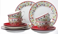 Flirt Kaffeeservice Doppio 18-teilig Mit Rotem Rand, Porzellan -Küchenkochgeschirr Geschäft e2671257eee3804686432603543794c7