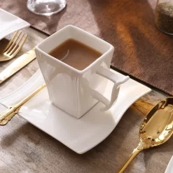 MALACASA, Serie Flora, 18 Tlg . Set Cremeweiß Porzellan Kaffeeservice Geschirrset Mit Je 6 Kuchenteller, 6 Tasse 220ml, 6 Untertasse Für 6 Personen -Küchenkochgeschirr Geschäft e37658b4ebb8fa13f3e6a7a158839b72