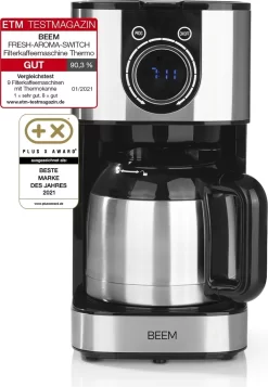 BEEM FRESH-AROMA-SWITCH Filterkaffeemaschine - Thermo Edelstahl 1 L Thermoskanne Bedienrad 24h-Timer 800 W Für 4-8 Tassen Kaffeemaschine Timer -Küchenkochgeschirr Geschäft e8f5ed38f21a1145dd5ffb5db57759d6