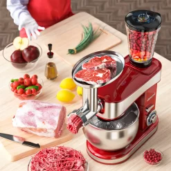 SOKANY 3in1 Küchenmaschine 1200W Edelstahlschüssel Teigmaschin 1.5L Saftpresse 6-stufige Gescheindigkeit Mixer Standmixer Knetmaschine Fleischwolf Wurstmaschine - Rot -Küchenkochgeschirr Geschäft e977a87c3892617b6ddc27cdef5b1ece