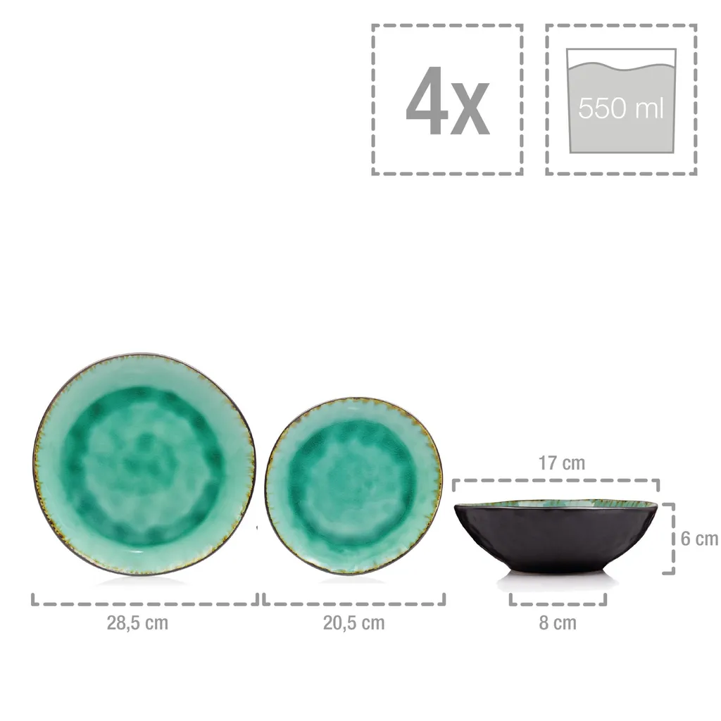 Sänger SÄNGER Steingut Geschirrset Palm Beach, Tafelservice & Servierplatten Set 23 Teilig Für 4 Personen 7 Sänger SÄNGER Steingut Geschirrset Palm Beach, Tafelservice & Servierplatten Set 23 Teilig Für 4 Personen – Bild 7