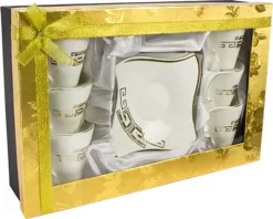 12-teiliges Medusa Mäander Kaffeeservice Mit Goldschliff Kaffeetassen Für 6 Personen 6 Tassen + 6 Untertassen Weiß-Gold Genießen Servieren Kaffee -Küchenkochgeschirr Geschäft f387cbf7af524789870ff9b9fe412709