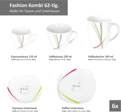 Kombiservice 62 Tlg. Fashion, Eckige Form -Küchenkochgeschirr Geschäft f9f51f2db21b553d6f5b5eeb6d2928fb