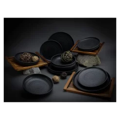 CreaTable 23861 Tafelservice Uno Für 4 Personen, Steinzeug, Schwarz (1 Set, 12-teilig) -Küchenkochgeschirr Geschäft fa4f735742f9a087df3b4b0005972325